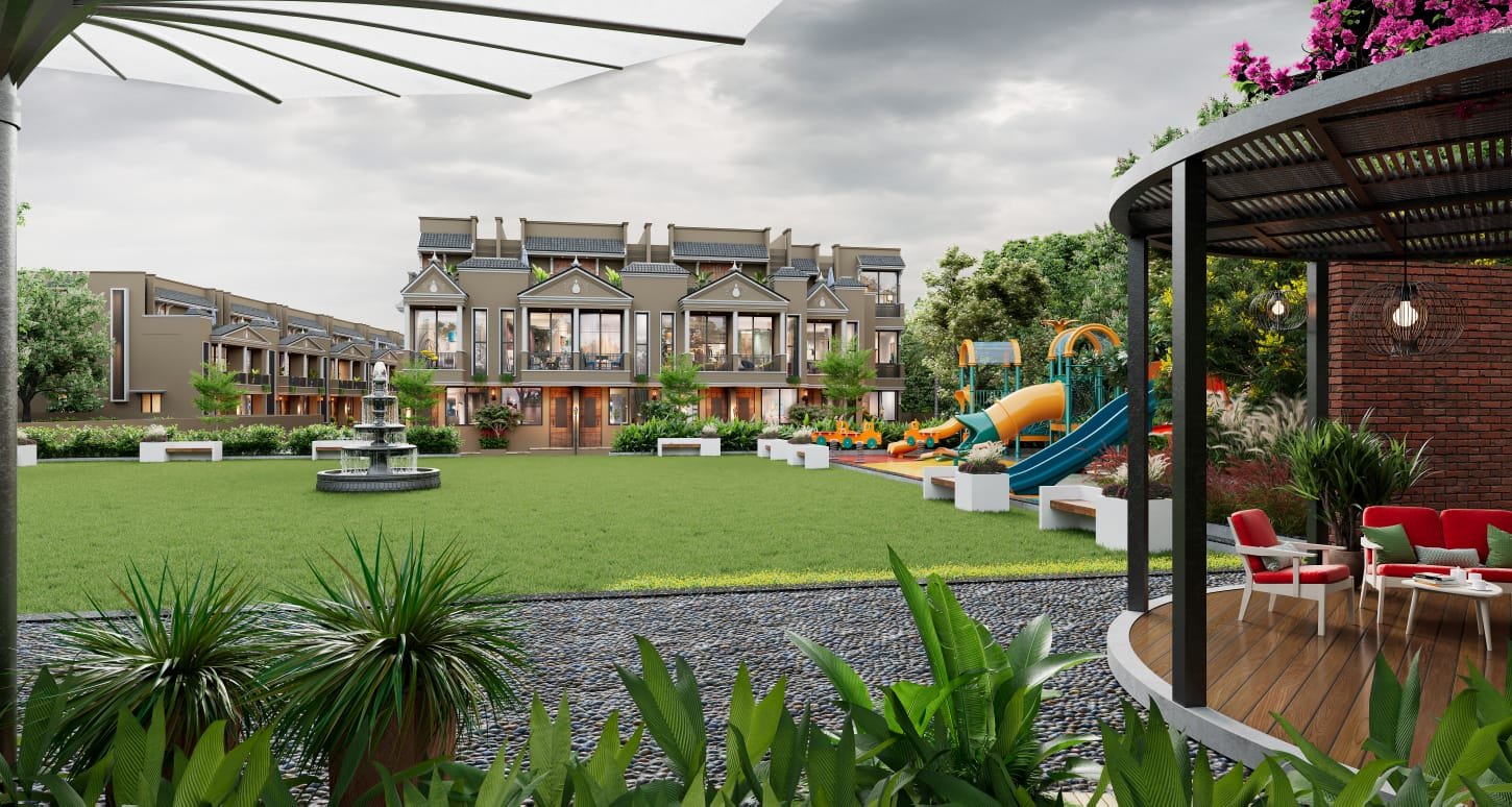 Landscaped garden and children play area